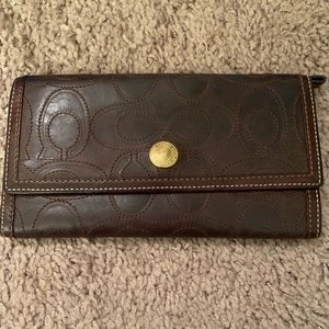 Brown leather embossed Coach wallet